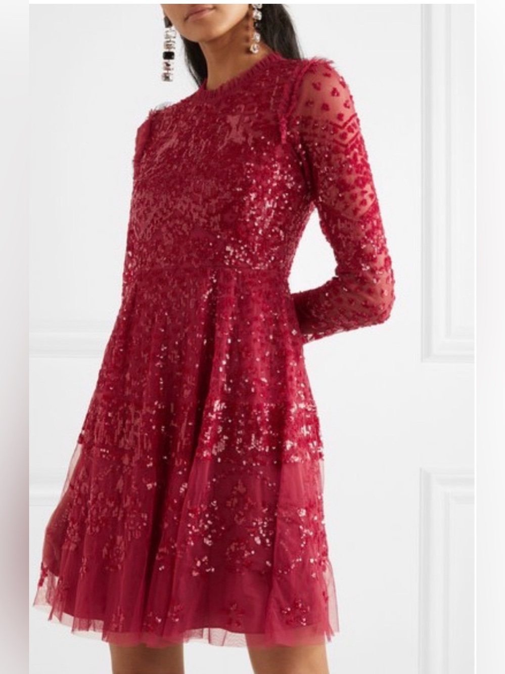Needle and Thread Aurora Mini Dress - Cherry Red - Picture 4 of 8